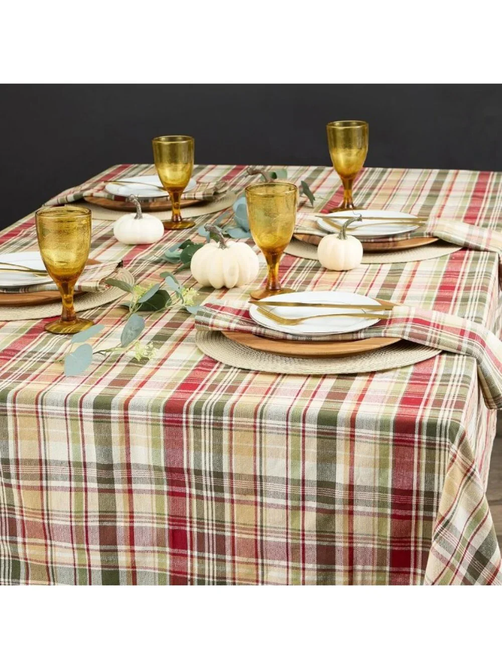 Autumn Plaid Tablecloth 60x84 - Fall Table Decor for Thanksgiving & Harvest